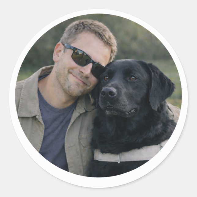 Adesivo Redondo Parceria de Cães-Guia Labrador Preto (Frente)