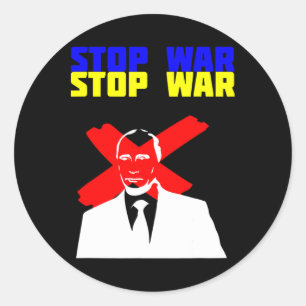 Adesivo Redondo Pare a Guerra Anti Putin Face Bandeira Ucraniana