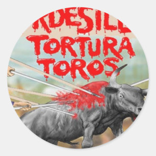 Adesivo Redondo Pare a luta de Bull!