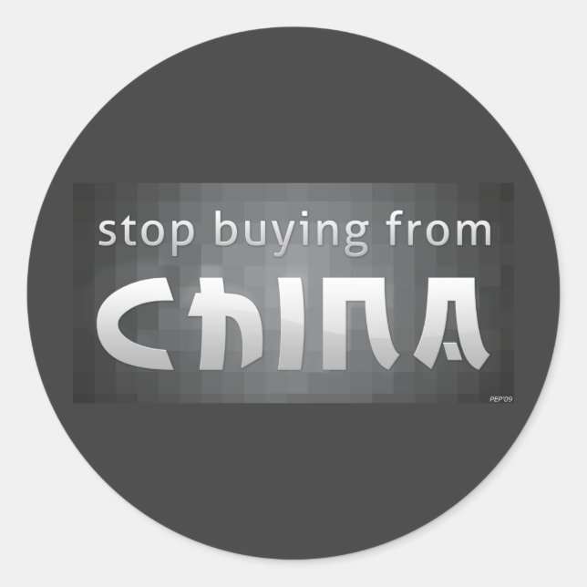 Adesivo Redondo Pare de comprar da China (Frente)