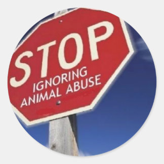 Adesivo Redondo PARE DE ignorar o abuso animal!