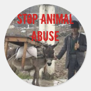 Adesivo Redondo Pare o abuso animal