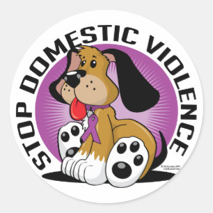 Adesivo Redondo Pare o cão da violência doméstica