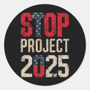 Adesivo Redondo Pare o Projeto 2025 Trump Biden Vintage