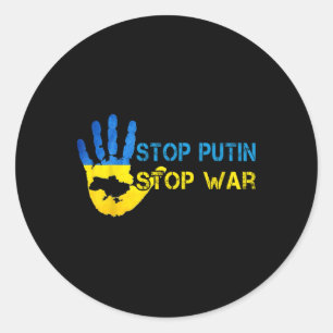 Adesivo Redondo Pare Putin Pare a Guerra Apoie a Ucrânia Eu Estou