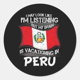 Adesivo Redondo Parece Ouvindo Cérebro de Férias no Peru
