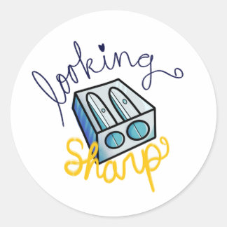Adesivo Redondo Parecendo Sharp! Vinhetas da sala de aula