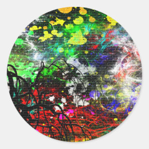 Adesivo Redondo Parede de tijolo dos grafites