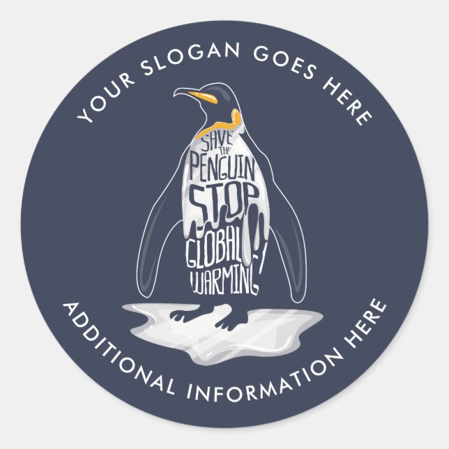 Adesivo Redondo Parem com o aquecimento global Salvem os animais d (Frente)