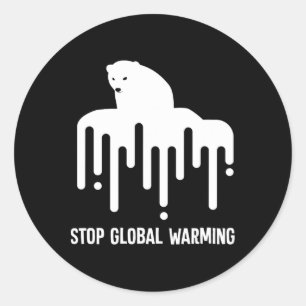 Adesivo Redondo Parem De Aquecer As Alterações Climáticas Urso Pol
