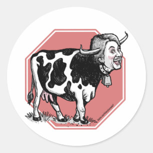 Adesivo Redondo Parem Hillary Mad Cow Anti-Hillary Sticker