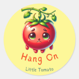 Adesivo Redondo Parem na Pequena Camiseta Tomate, Presente no Toma