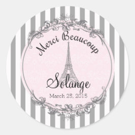 Adesivo Redondo Paris Chic círculo personalizado de agradecimento