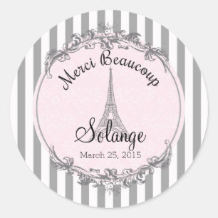 Adesivo Redondo Paris Chic círculo personalizado de agradecimento