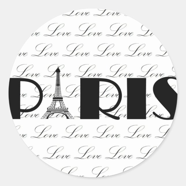 Adesivo Redondo Paris Eiffel Tower Love (Frente)