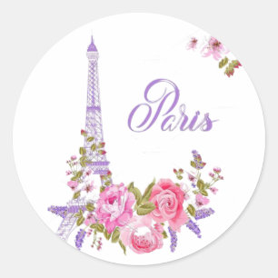 Adesivo Redondo Paris em Flor À Meia-Noite em Paris Floral Paris R