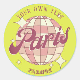 Adesivo Redondo Paris França Retro Vintage Souvenir colorido