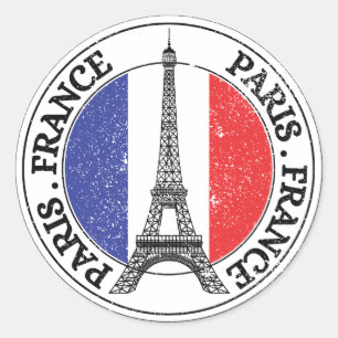 Adesivo Redondo Paris França Seal Sticker Round Flag