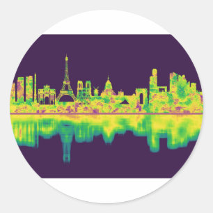 Adesivo Redondo Paris França Skyline