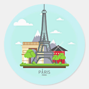 Adesivo Redondo Paris, France Sticker Sheet
