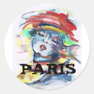 Adesivo Redondo Paris France Woman Sticker