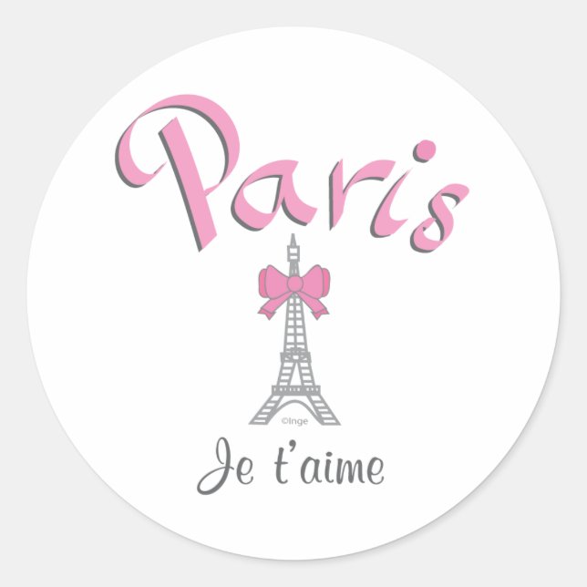 Adesivo Redondo Paris - Je t'aime (Eu te amo) (Frente)