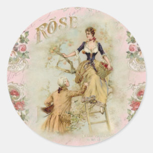 Adesivo Redondo Paris romântica lança shabbychic rosa