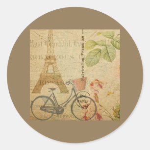 Adesivo Redondo Parisiense Vintage com Torre Eiffel