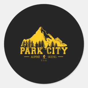 Adesivo Redondo Park City Utah Usa Ski Resort Alpino Skiing Souven