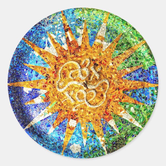 Adesivo Redondo Park Guell mosaico Sticker (Frente)
