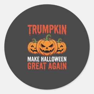 Adesivo Redondo Paródia engraçada de abóbora Trumpkin de Halloween