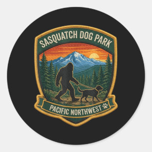 Adesivo Redondo Parque de Cães Sasquatch Pacífico Noroeste Homens