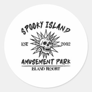 Adesivo Redondo Parque de Diversões Spooky Island, Caveira de Disc