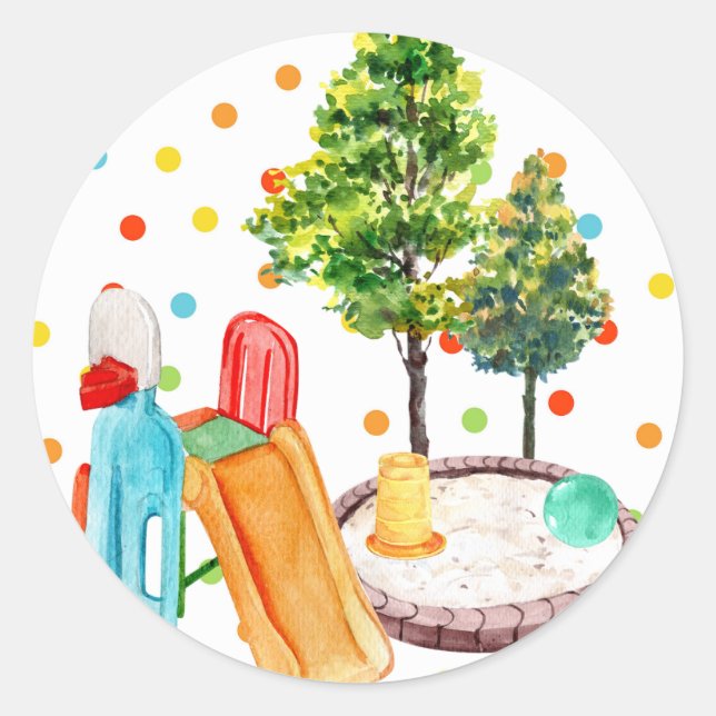 Adesivo Redondo Parque de Polkadots do Sticker Happy Birthday (Frente)