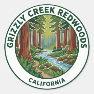 Adesivo Redondo Parque Estadual das Sequóias Grizzly Creek Califór