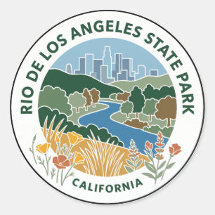 Adesivo Redondo Parque Estadual do Rio de Los Angeles Califórnia
