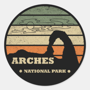 Adesivo Redondo Parque Nacional Arches Vintage - Moab - Utah 