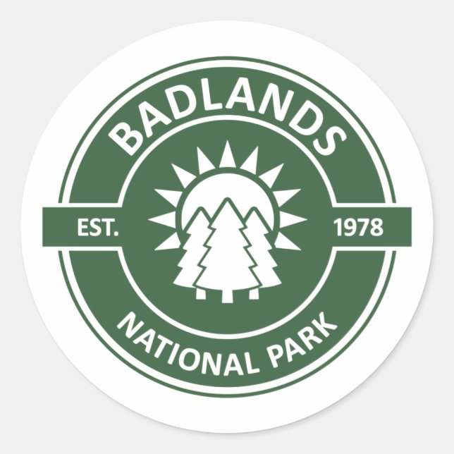 Adesivo Redondo Parque Nacional Badlands (Frente)