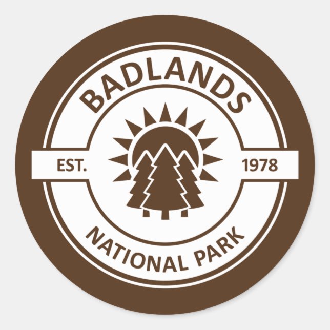 Adesivo Redondo Parque Nacional Badlands (Frente)