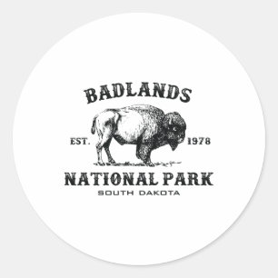 Adesivo Redondo Parque Nacional Badlands Dakota do Sul Bisão Ameri