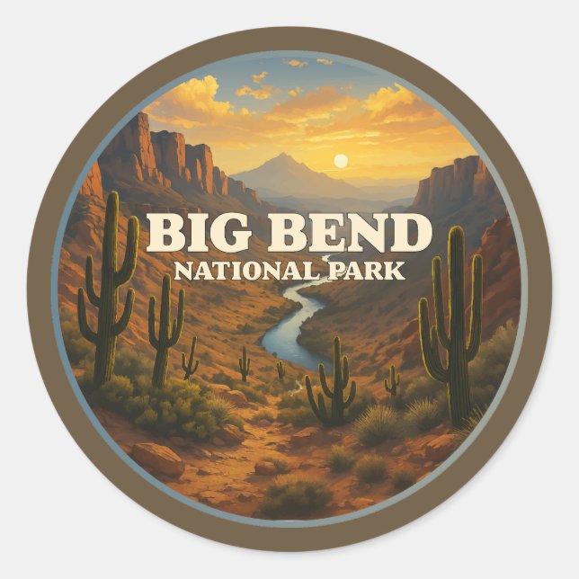 Adesivo Redondo Parque Nacional Big Bend (Frente)