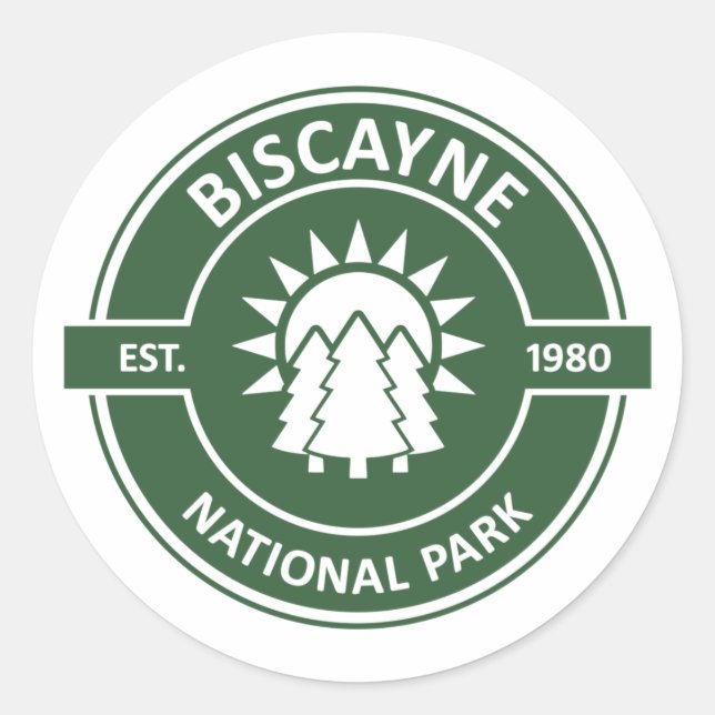 Adesivo Redondo Parque Nacional Biscayne (Frente)