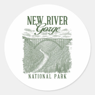 Adesivo Redondo Parque Nacional de New River Gorge que Viaja pela