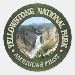 Adesivo Redondo Parque nacional de Yellowstone (quedas)