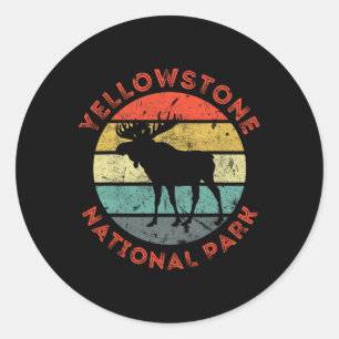 Adesivo Redondo Parque Nacional de Yellowstone Wyoming Alce Hiking