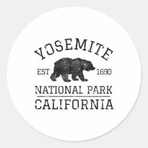 Adesivo Redondo Parque Nacional de Yosemite Califórnia Urso Nature