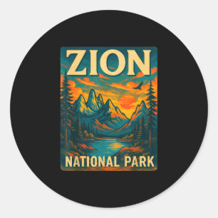 Adesivo Redondo parque nacional de Zion viagens vintage ao ar livr