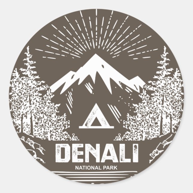 Adesivo Redondo Parque Nacional Denali (Frente)