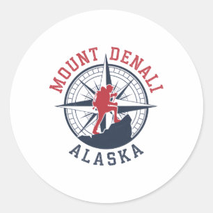Adesivo Redondo Parque Nacional Denali Alasca Caminhada Viagem Aca