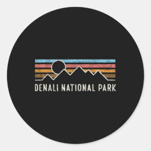 Adesivo Redondo Parque Nacional Denali Linhas de Montanha Retro Ac